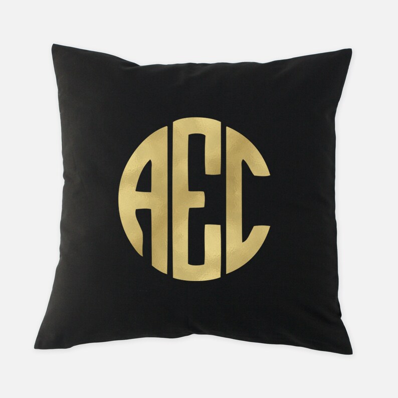 Real Gold Foil Monogram Pillow Cover Sorority Pillow Dorm Etsy