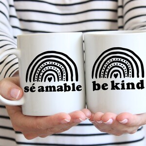 Be Kind Mug, Boho Rainbow Mug, Se Amable, Coffee Lovers