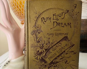Libro de tapa dura "El sueño de Ruth Eliot" - Cubierta floral dorada y marrón