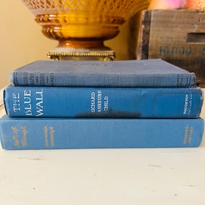 Vintage Blue Decorative Hardcover Book Stack - Coastal Accents