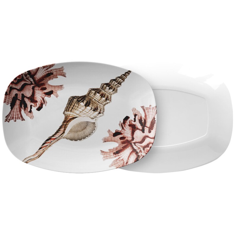 Nautical Serving Platter Seashell Plastic Serving Dish Etsy