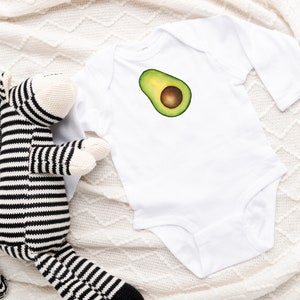 Avocado Baby Shirt, Avocado One Piece Bodysuit, White, Long Sleeve