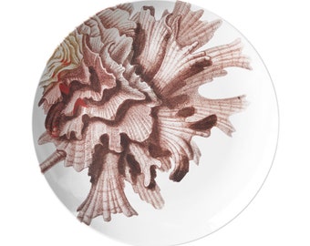 Seashell Plates Set of 4, Pink Murex Shell Dinnerware, Sealife Plates, Luxury Plastic Plates