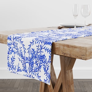 Chinoiserie Table Runner, Vines, Blue & White