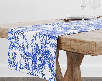 Chinoiserie Table Runner, Vines, Blue & White