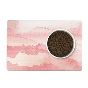 Pink Clouds Pet Feeding Mat: Dog Cat Bowl Placemat