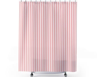 Light Pink and White Striped Shower Curtain: Modern Chic Bath Decor, 70" x 73"