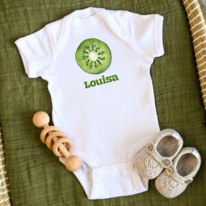 Personalized Kiwi Baby Bodysuit: Custom Name, Fruit Print Tee