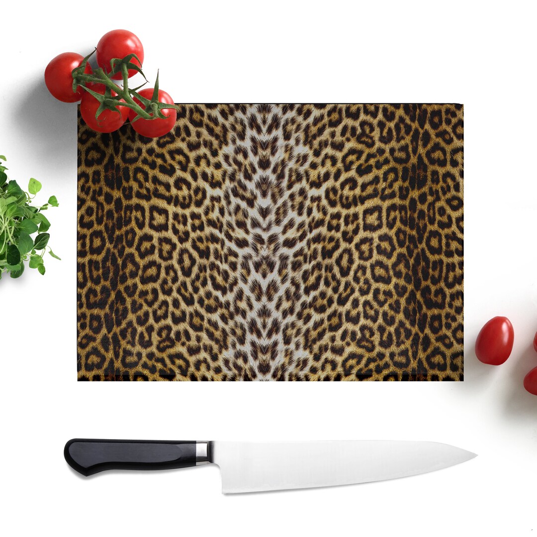 Animal Print Kitchen Leopard Print Cutting Board Glass Etsy