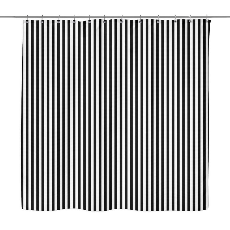 Shower Curtain Black & White Canopy Stripe 70 X Etsy