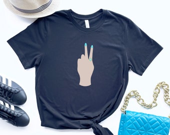 Peace Sign Shirt, Inspirational T-shirt, Peace Fingers T-Shirt, Peace Hand Tee, Glamorous T-shirt, Style #3