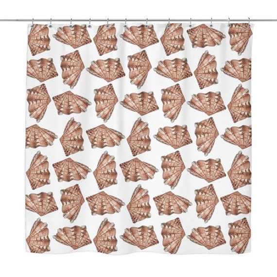 Seashell Shower Curtain Coastal Shower Curtain Beach House Etsy