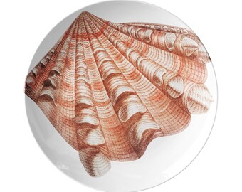 Seashell Plates Set of 4, Fluted Clam Shell Plates, Sealife Dinnerware, Coastal Dinnerware, Luxury Plastic Plates