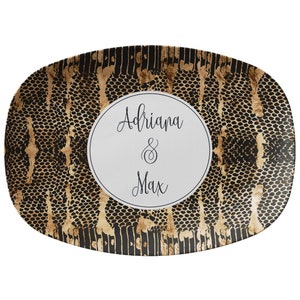 Custom Name Platter, Luxe Snakeskin Platter, Luxury Plastic, Personalized Serving Plate, Snake Print Serving Dish image 2