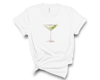 Martini Cocktail Graphic T-Shirt: Lightweight Cotton Martini Lover Tee