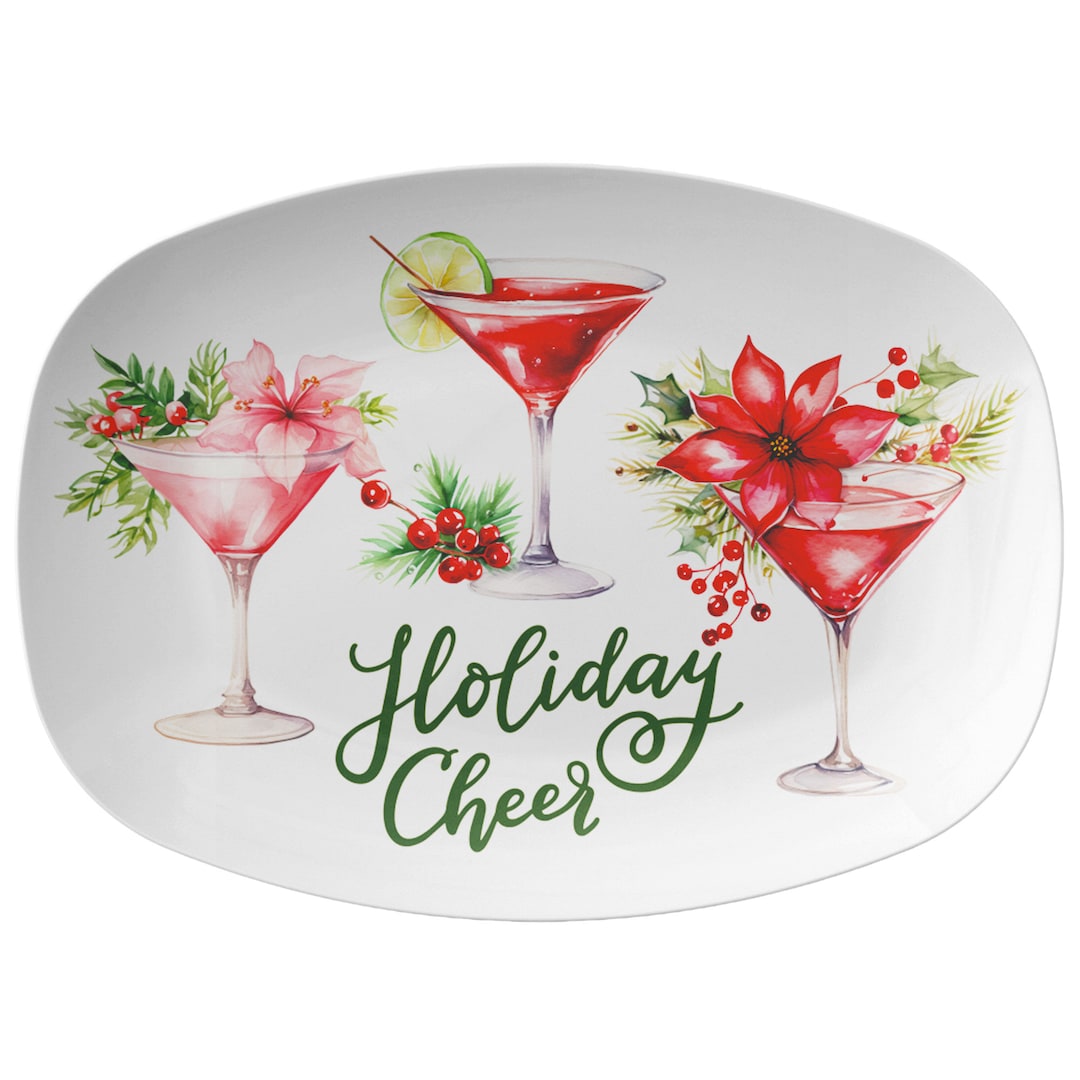 Holiday Platter, Holiday Cheer Serving Dish, Plastic Serving Plate