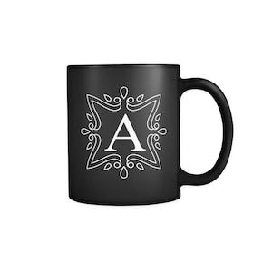 Black Monogram Mug: Personalized Initial Coffee Cup