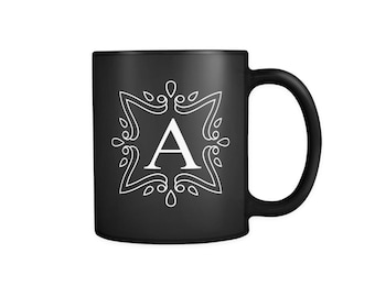 Black Monogram Mug: Personalized Initial Coffee Cup