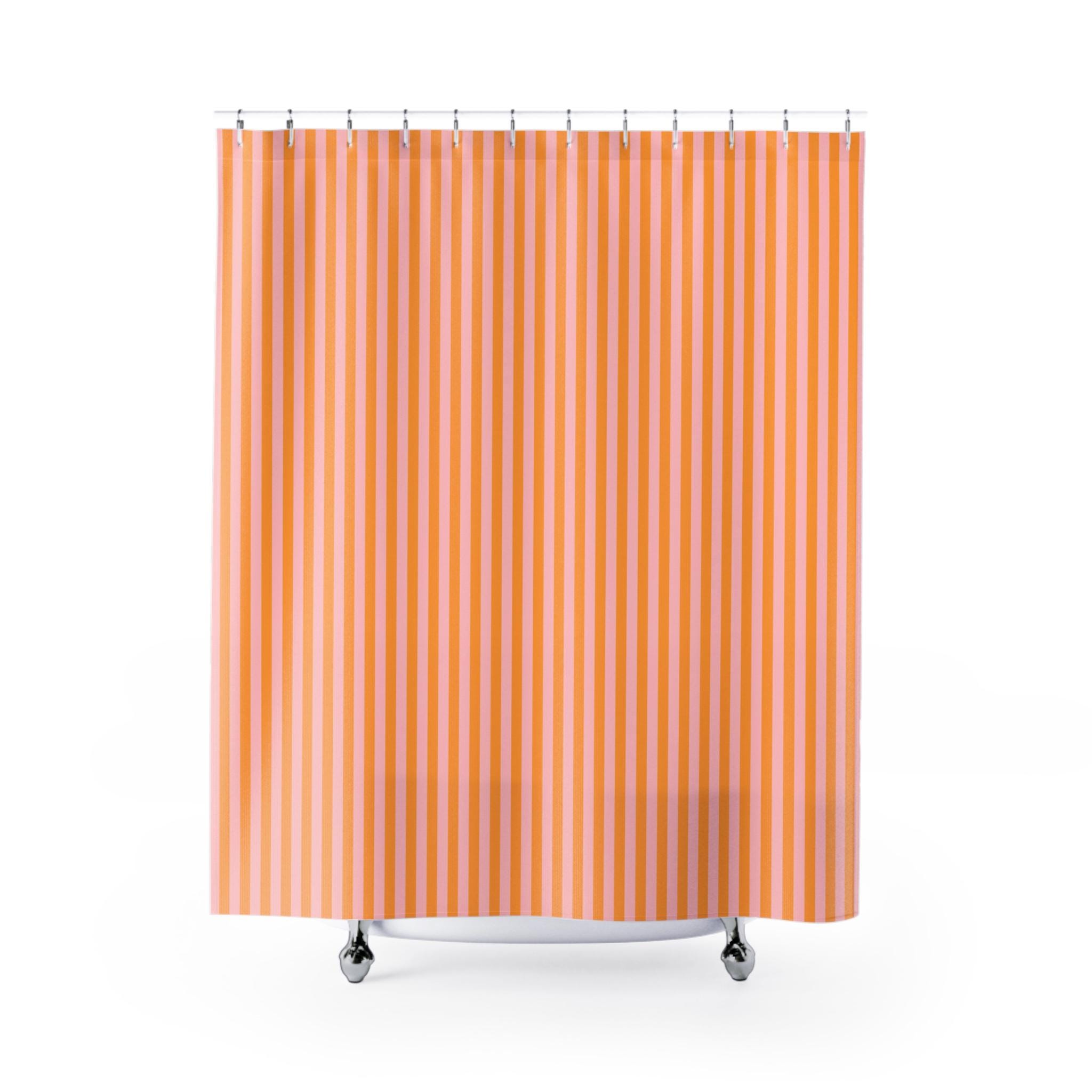 Pink and Orange Striped Shower Curtain: Colorful Modern Bath Decor, 70 ...