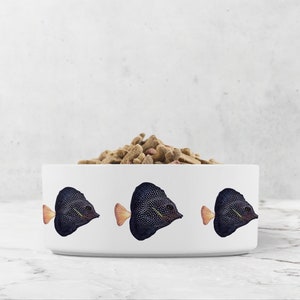 Black Speckled Fish Pet Bowl: Ceramic Cat/Dog Dish