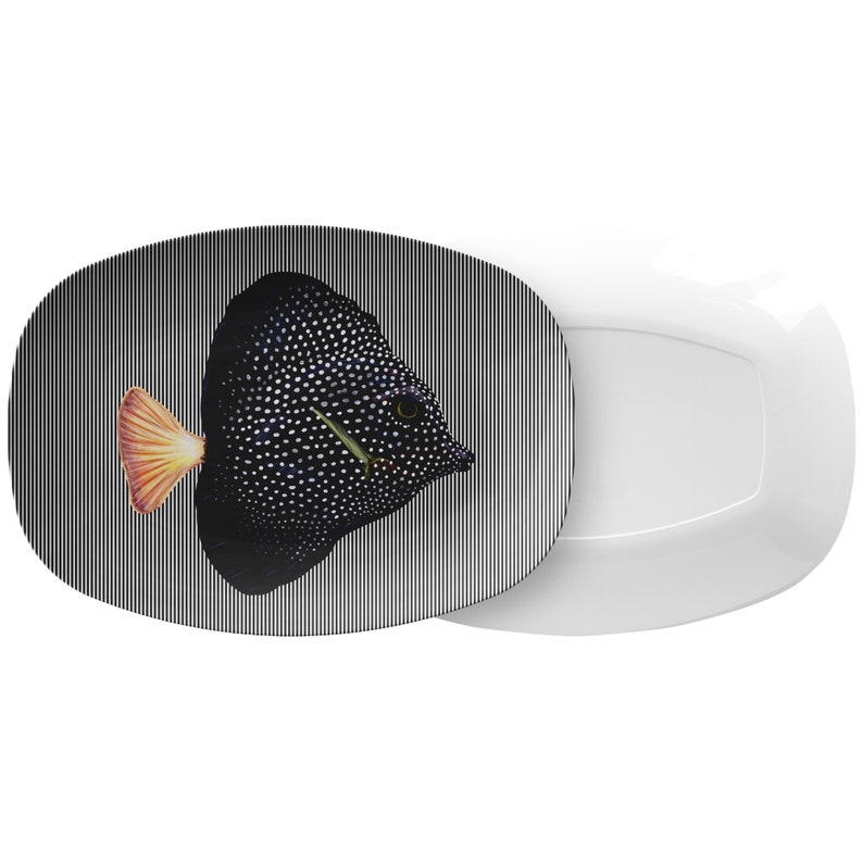 Fish Platter Black & White Spotted Fish Serving Plate Etsy