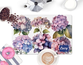 Floral Coffee Station Mat: Pink Hydrangeas Desk Decor (Personalization Optional)