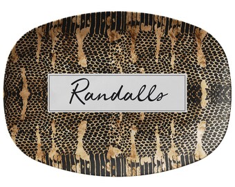 Custom Name Platter, Luxe Snakeskin Platter, Luxury Plastic, Personalized Serving Plate, Snake Print Serving Dish