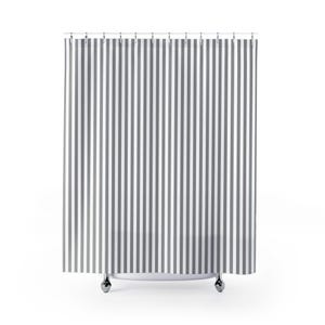 Grey and White Striped Shower Curtain: Modern Bath Decor (70&quot; x 73&quot;)