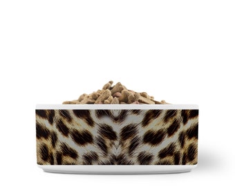 Leopard Print Ceramic Pet Bowl: Safari Chic Cat & Dog Food Dish