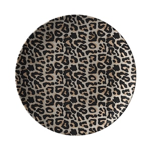 Leopard Print Dinner Plate: Luxe Plastic Animal Print, Made in USA