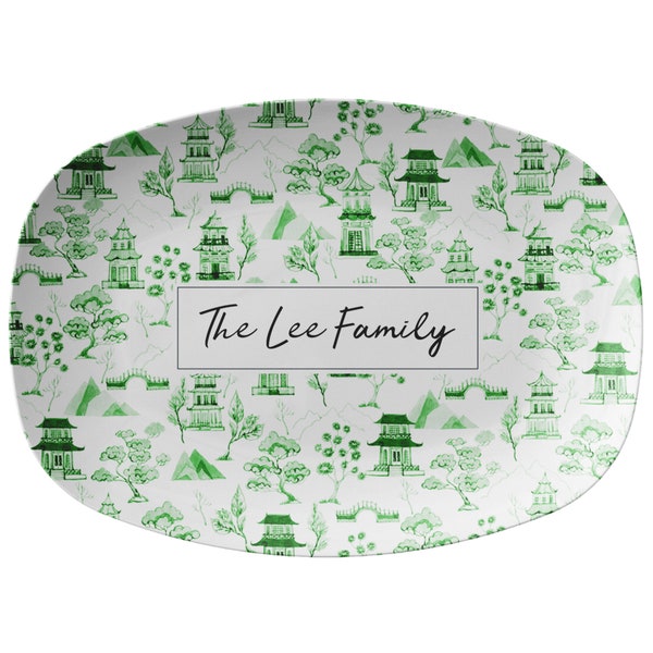 Green Toile Plates Etsy