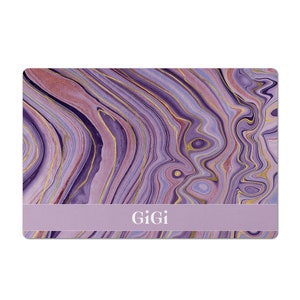Personalized Pet Food Mat: Purple Marble Agate Print, Custom Dog Cat Placemat
