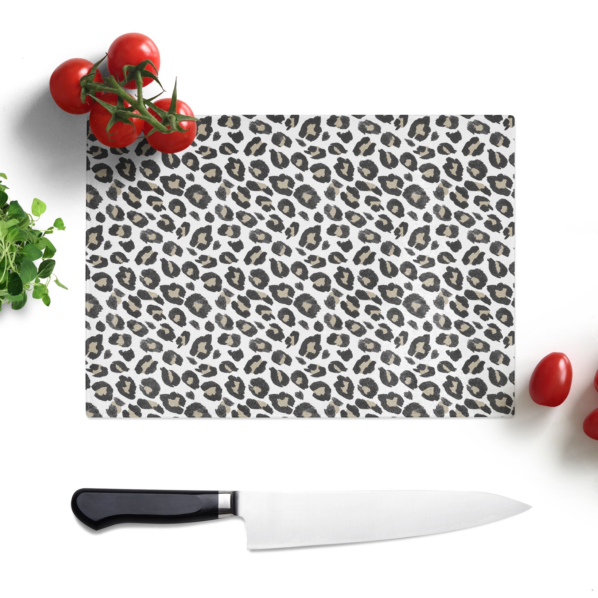 Leopard Print Cutting Board, Animal Print Chopping Board, Leopard Kitchen Decor, Stylish Cheese Board, Unique Glass Cutting Board, Trivet