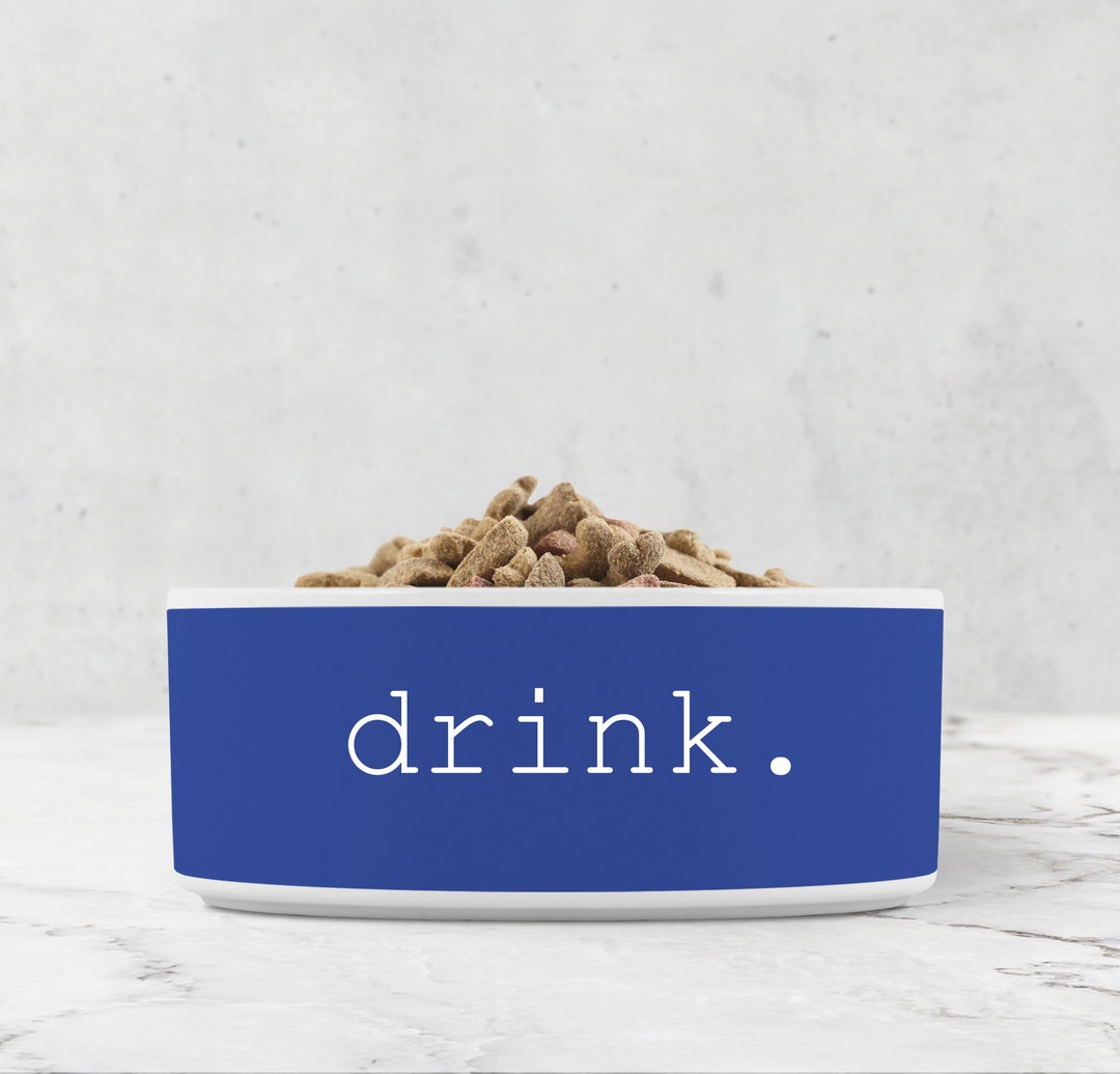 Custom Pet Bowl, Personalized Dog Dish, Ceramic, Indigo Navy Blue and