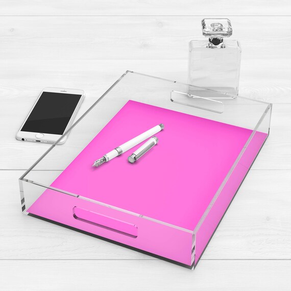 Pink Neon Acrylic Lucite Tray Coffee Table Large - Lucite Home Decor Trays Pink Neon Acrylic Lucite Tray Coffee Table Large - Lucite Home Decor Trays