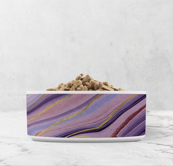 Purple ceramic hotsell dog bowl