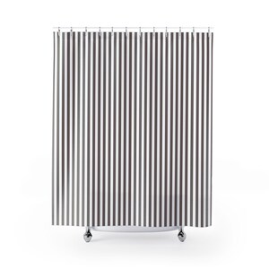 Brown and White Striped Shower Curtain: Modern Chic Bath Decor, 70&quot; x 73&quot;