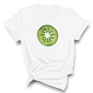 Kiwi Fruit Crew Neck T-Shirt for Women, White