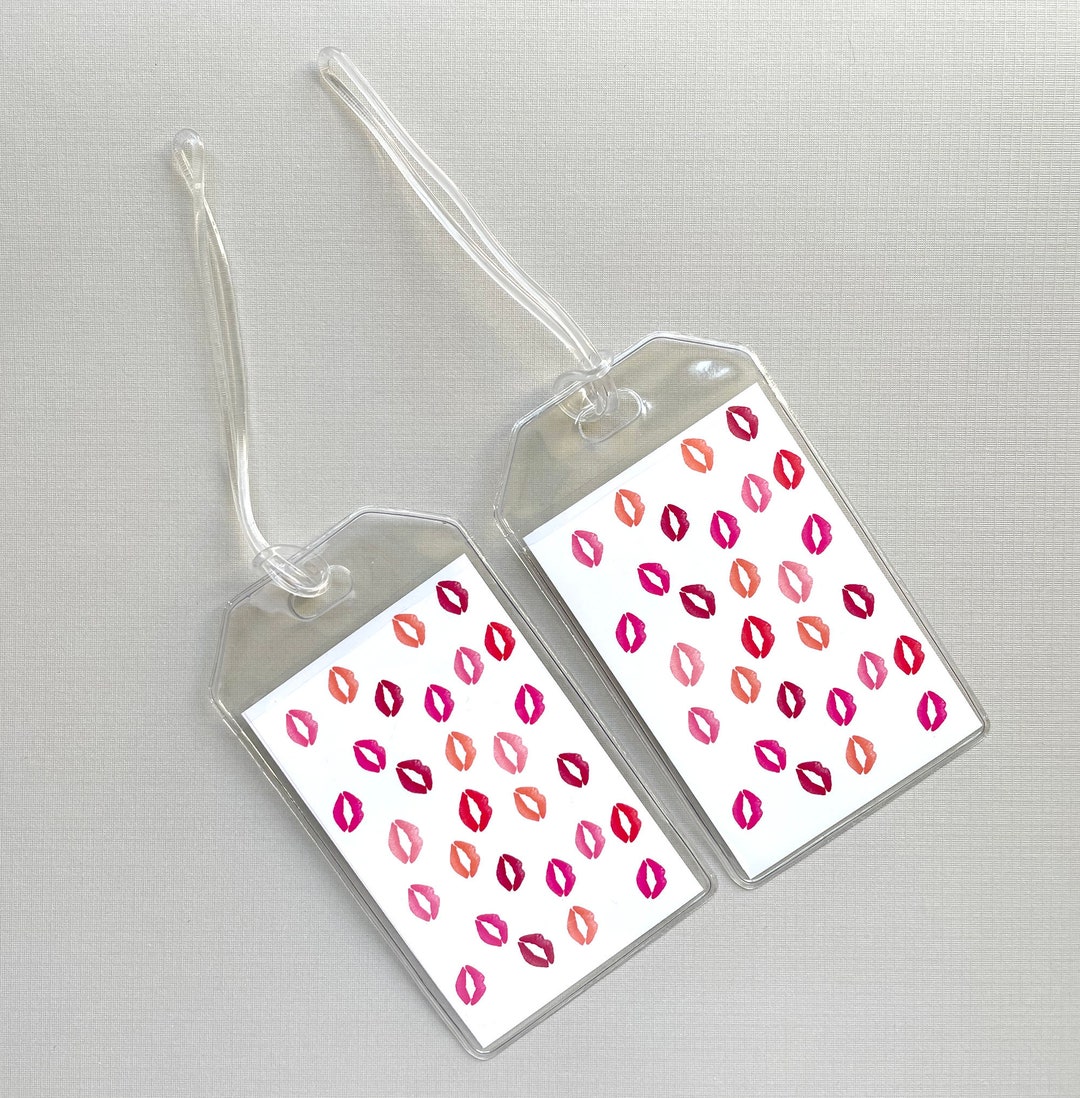 Luggage Tags Set of 2 Lipstick Kisses Lips Print Bag Tags Etsy