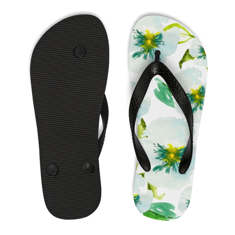 Floral Flip Flops Sandals Floral Print Thong Sandals Flower Flip Flops Something Blue Aqua Beach Wedding Flip Flops Beach Flip Flops