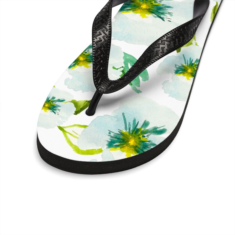 Floral Flip Flops Sandals Floral Print Thong Sandals Flower Flip Flops Something Blue Aqua Beach Wedding Flip Flops Beach Flip Flops