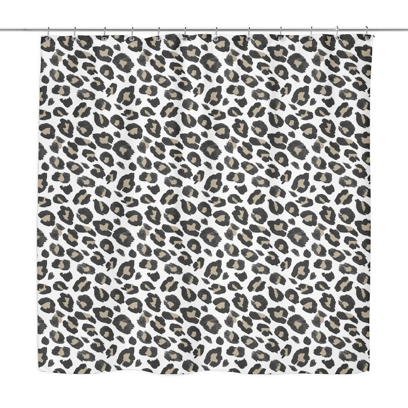 Leopard Print Shower Curtain 70 X Tan Black White Animal Decor Glam Bath Idea