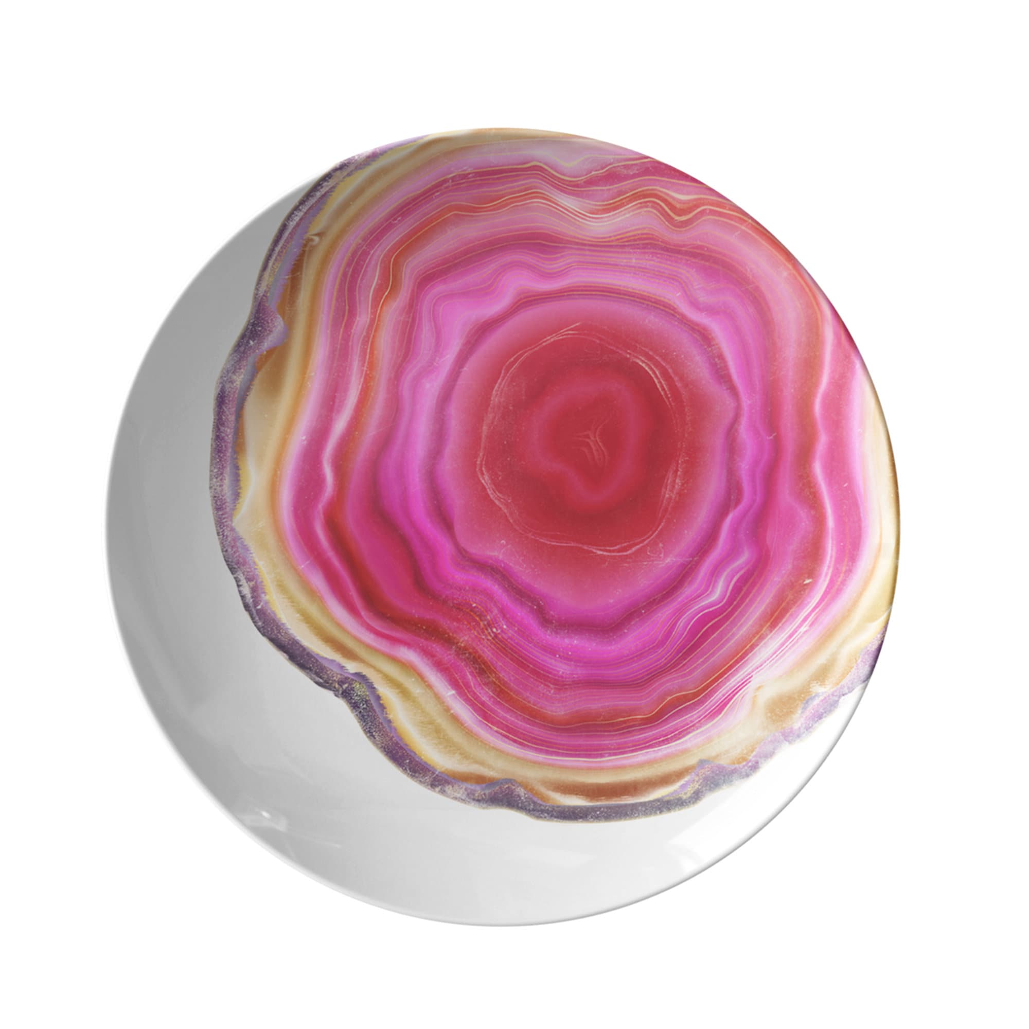 Fuchsia Agate Print Dinner Plate: Luxe Plastic, Pink Gemstone