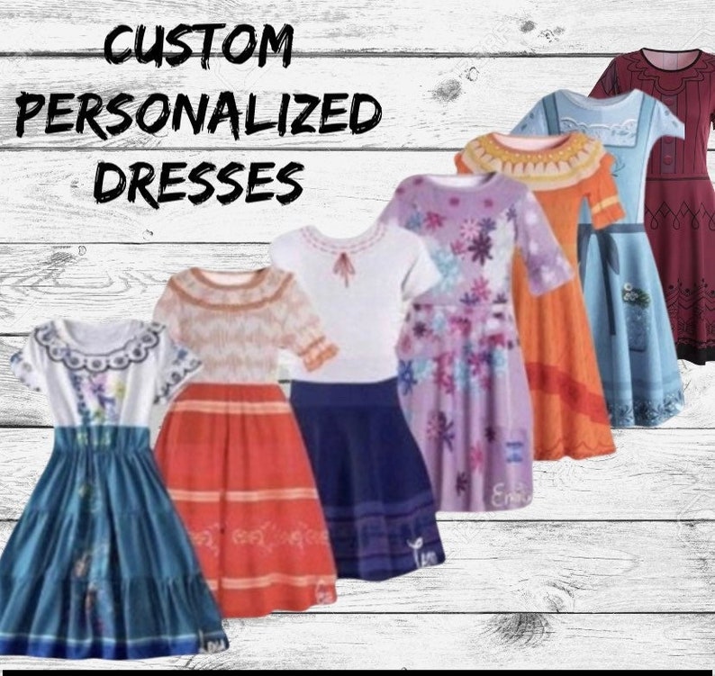 Girls Madrigal Character Dress Custom Personalized Name Cosplay Mirabel Luisa Isabela Dolores Pepa Julieta Abuela Magical Family Gift Vaca 