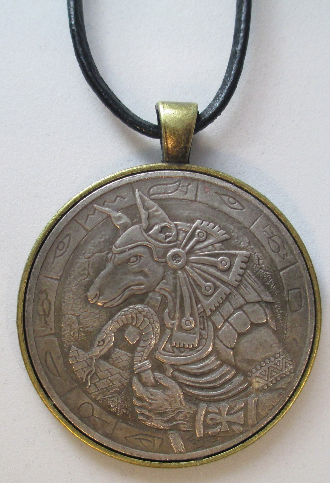 Fantasy ANUBIS Coin , PENDANT, 24+ Inch Leather Necklace - Etsy