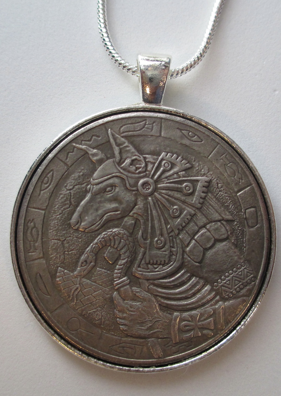 Fantasy ANUBIS Coin , PENDANT, 24 Inches Sterling Silver Necklace - Etsy