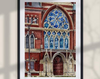 Harvard University Watercolor Art Print, Graduation Gift