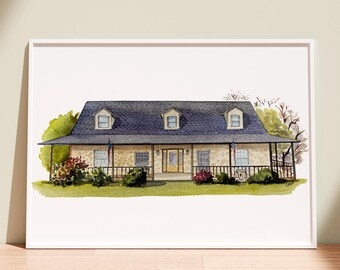 Custom Watercolor House Portrait: Personalized Home Painting