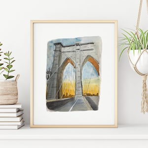 Brooklyn NYC Watercolor Painting | Christmas Gift | Home Decor | NYC Wedding | Anniversary Gift | Handmade Gift | New York City | Gift Idea