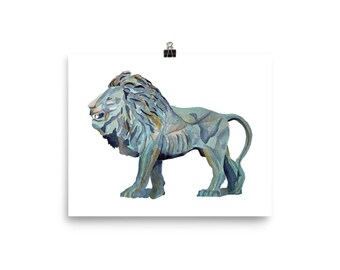 Columbia University Lion Print: Watercolor Architectural Illustration